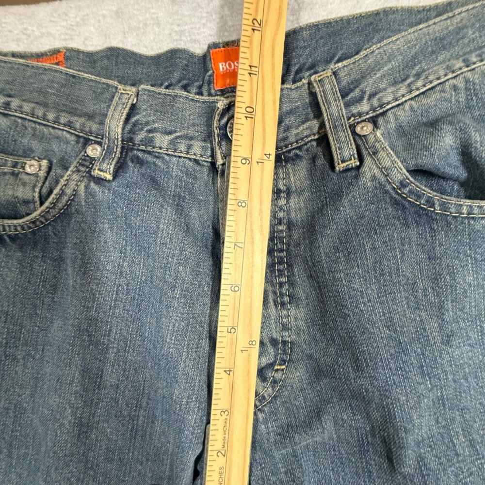 Hugo Boss HB1 Mens 34x34 Straight Leg Blue Denim Jeans Button Fly Orange Label - Picture 12 of 15